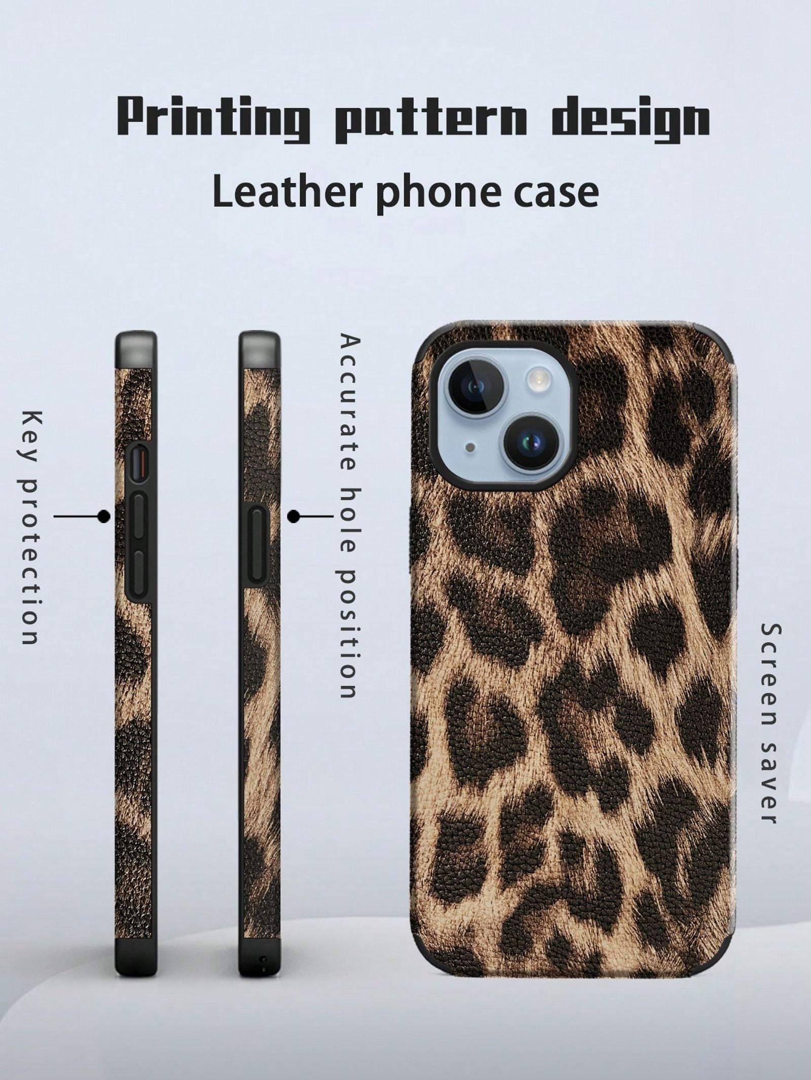 Leopard Print PU Leather Shock-Proof Phone Case for iPhone
