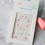 2Pcs 5D Embossed Colorful Flower Nail Stickers