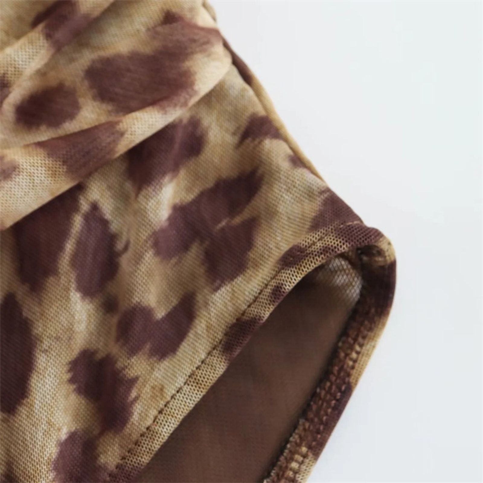 Leopard Print Mesh Sleeveless Bodysuit for Women