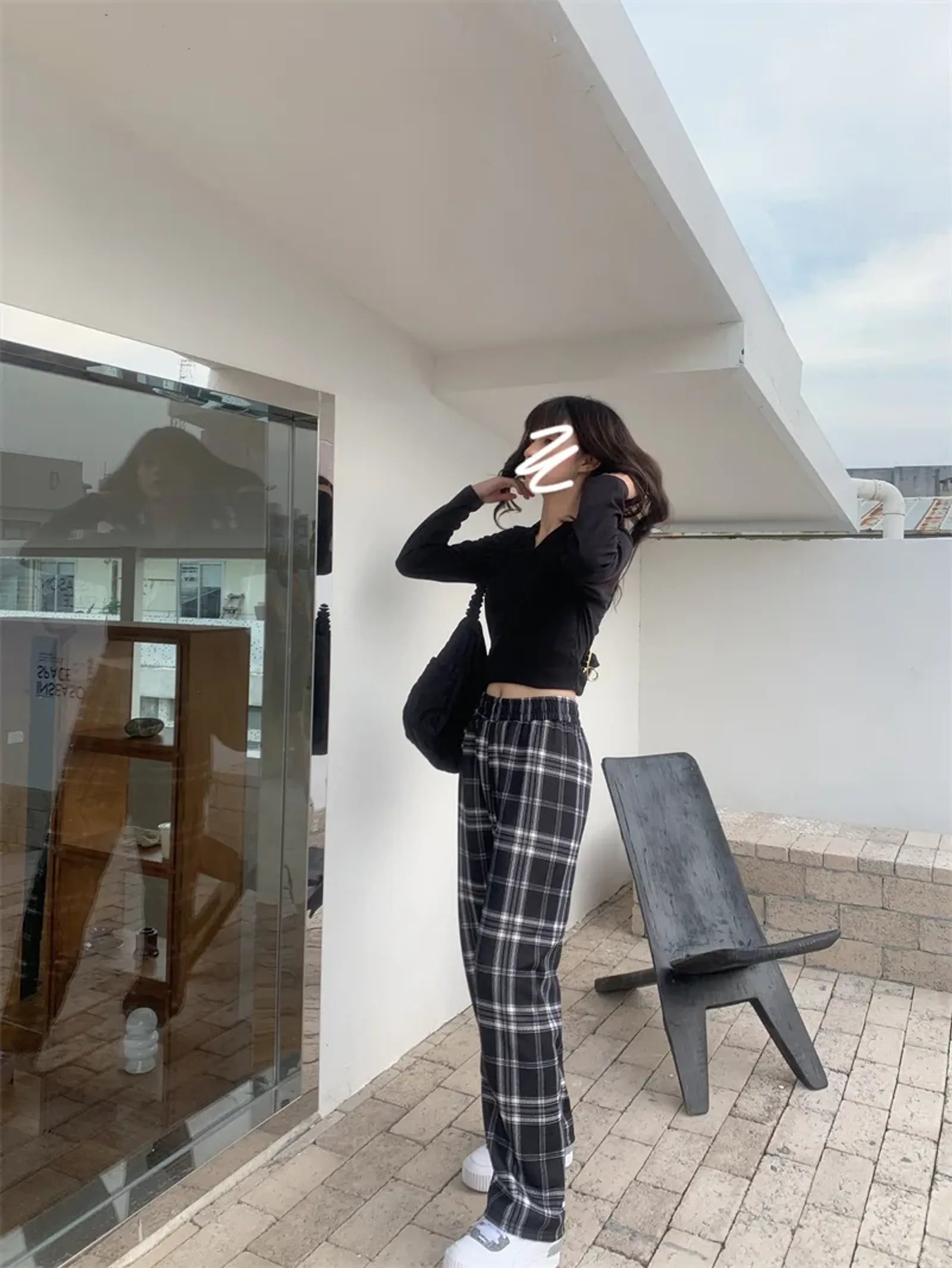Winter Plaid Wide Leg Pants for Women