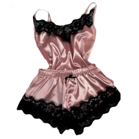 Lace Satin Pajama Set for Women