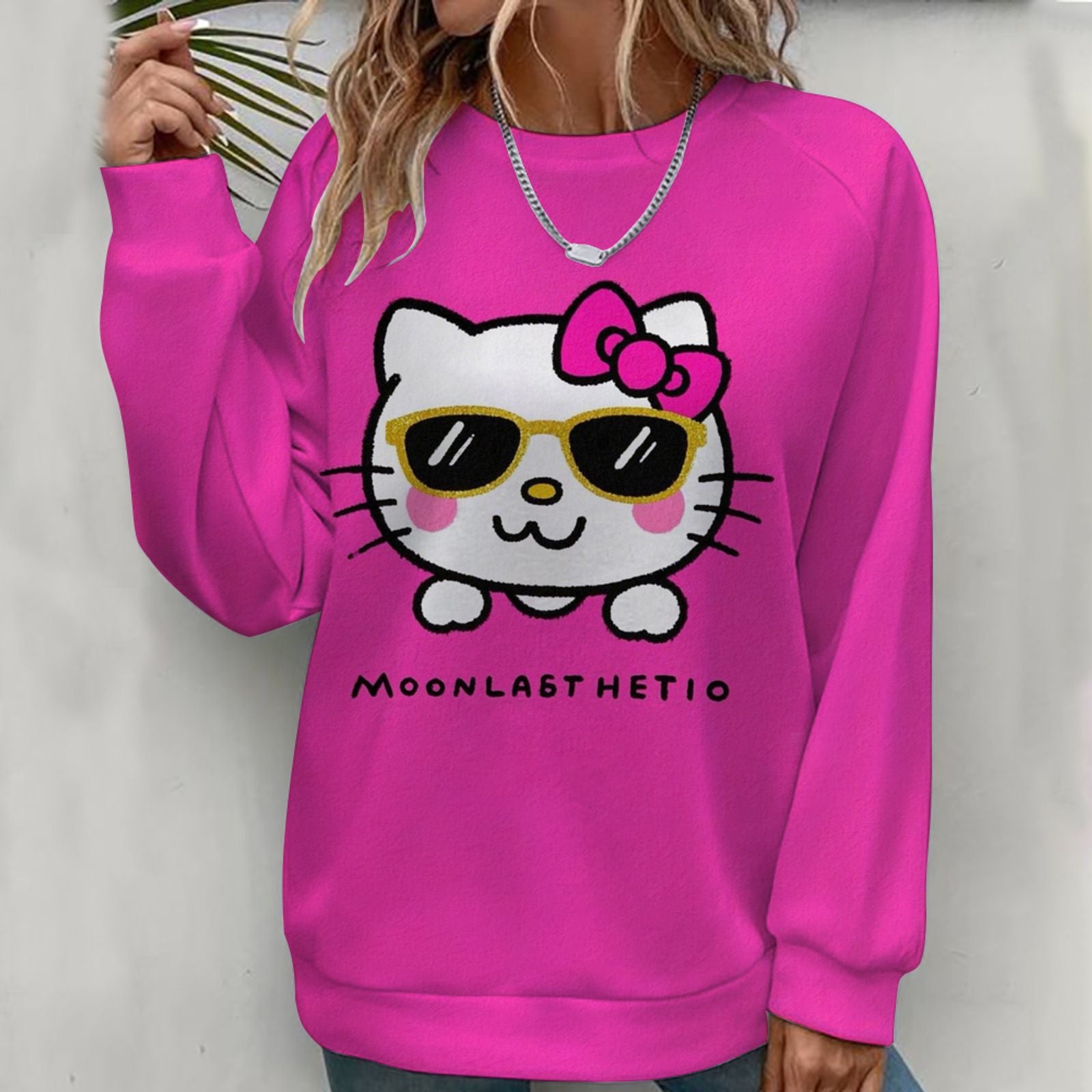Hello Kitty Women's Hoodie - Fashionable Round Neck Sweatshirt