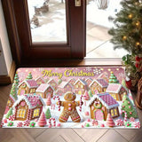 Christmas Gingerbread House Rug with Candy Cane Bow