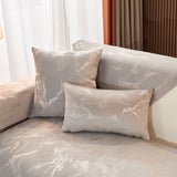 Marble Lines Velvet Sofa Cover for L-Shape Couch