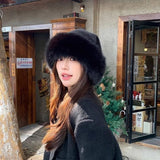Fluffy Fur Bucket Hat for Women