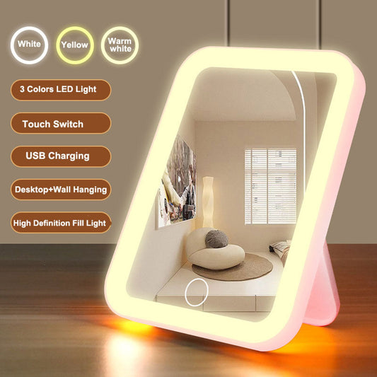 LED Vanity Mirror with Touch Screen & Rechargeable Battery