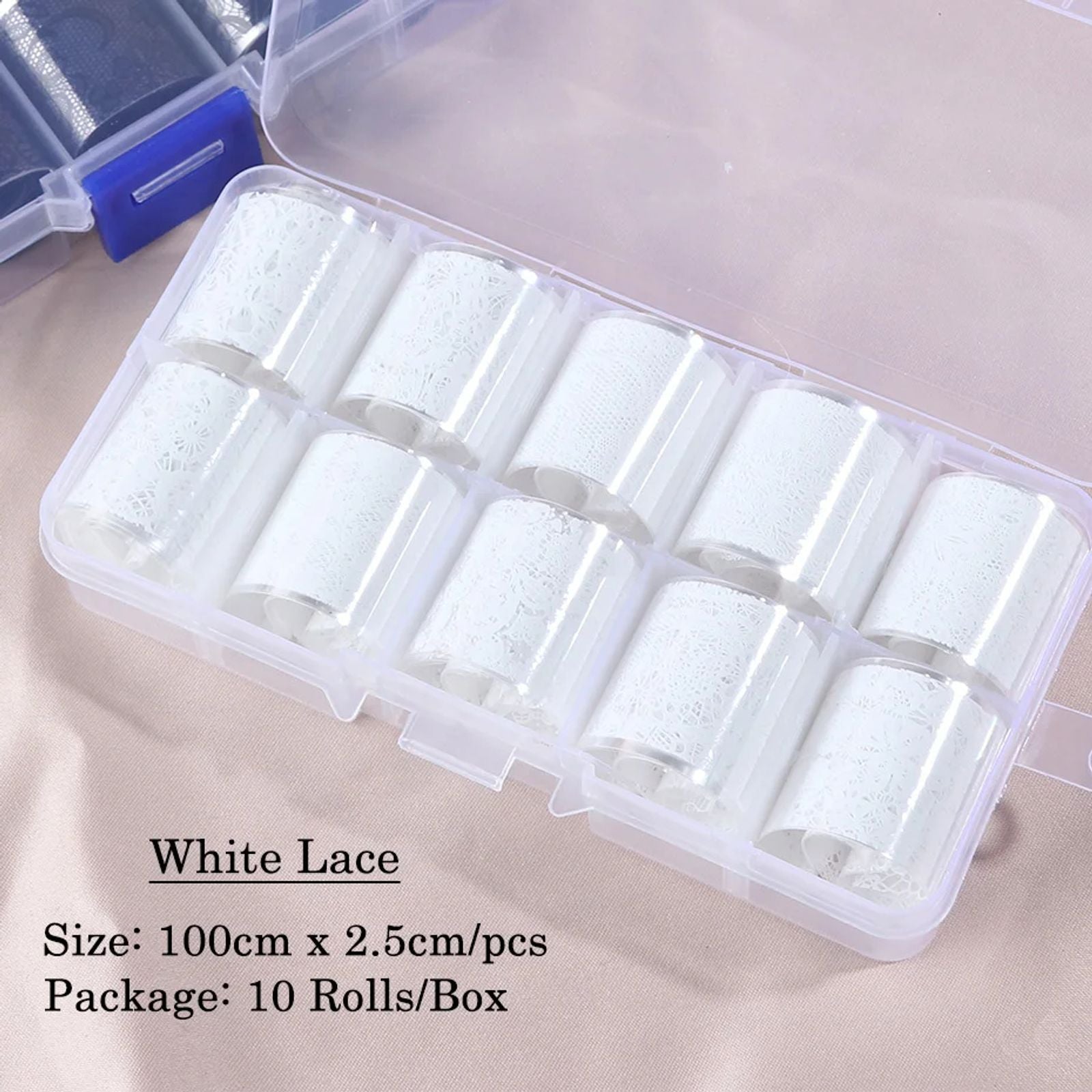 10 Rolls of White and Black Lace Nail Art Foils Set