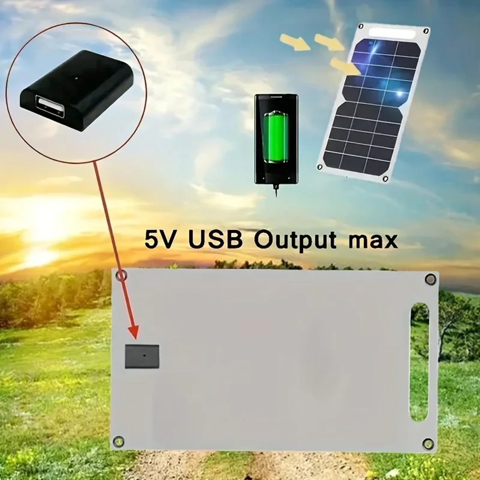 35W Portable Solar Panel with USB Charger for Outdoor Use