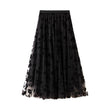 Elegant Floral Tulle Midi Skirt for Women