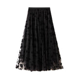 Elegant Floral Tulle Midi Skirt for Women