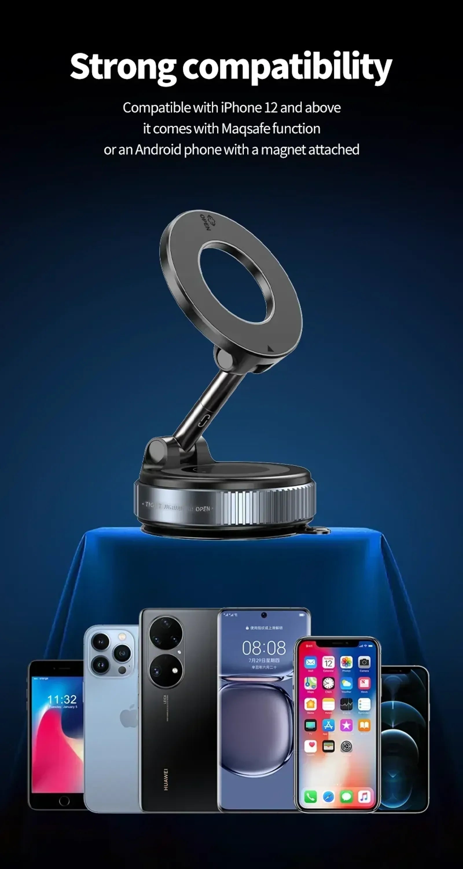 Foldable 360° Adjustable Magnetic Phone Holder Car Mount