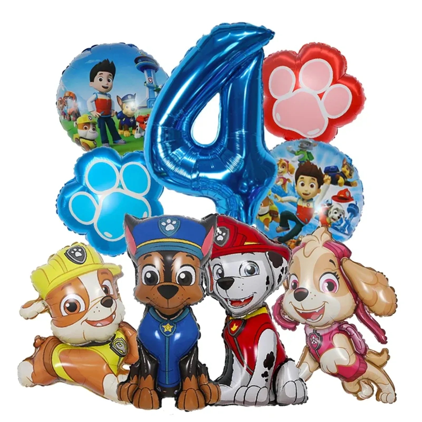 9pcs Cartoon Paw Patrol Foil Balloons for Kids' Birthday