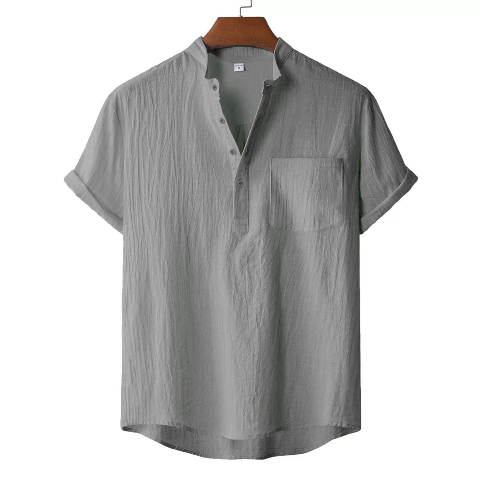 Men's Lightweight Cotton Linen Henley T-Shirt