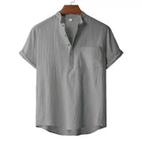 Men's Lightweight Cotton Linen Henley T-Shirt