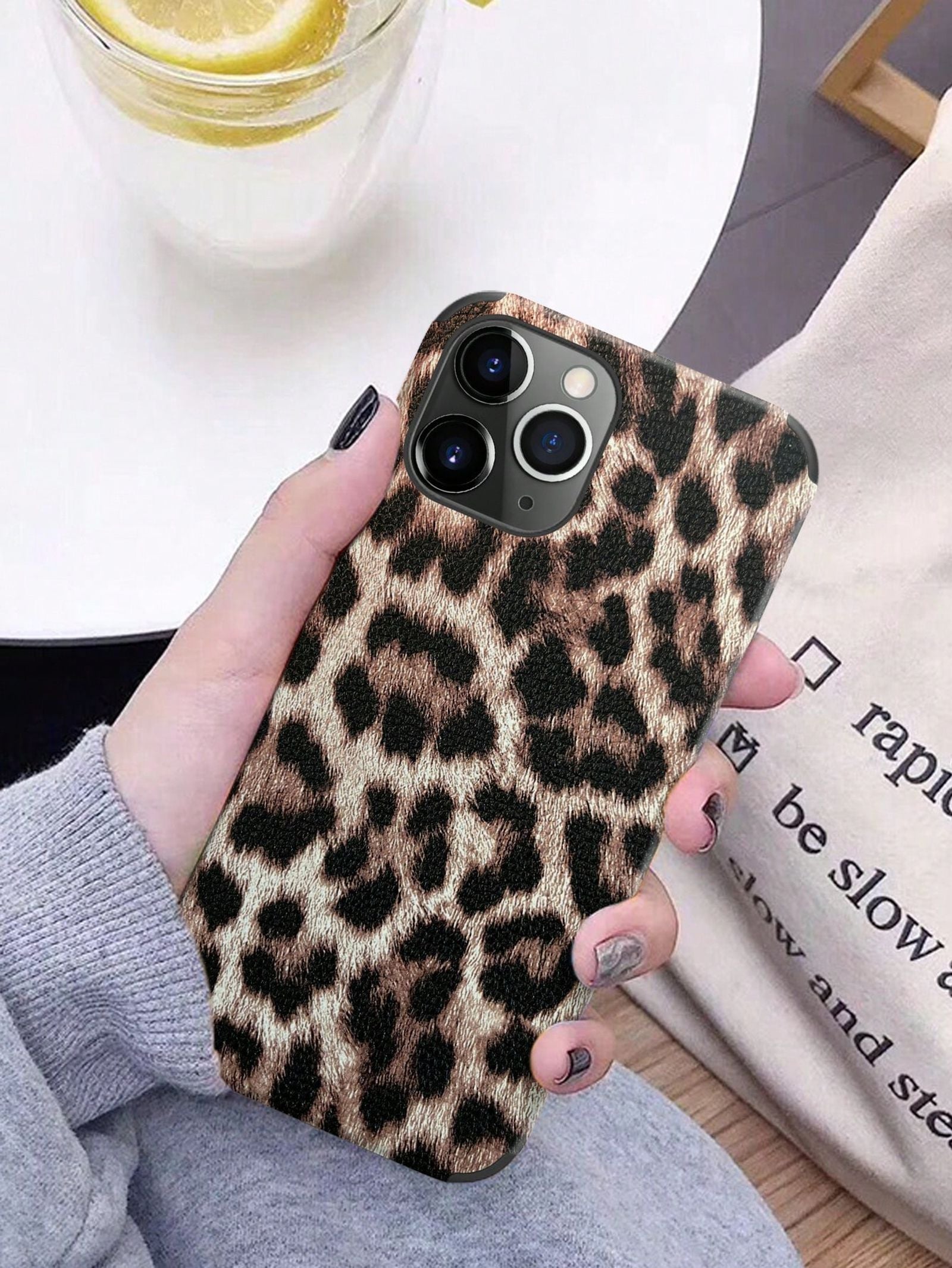 Leopard Print PU Leather Shock-Proof Phone Case for iPhone
