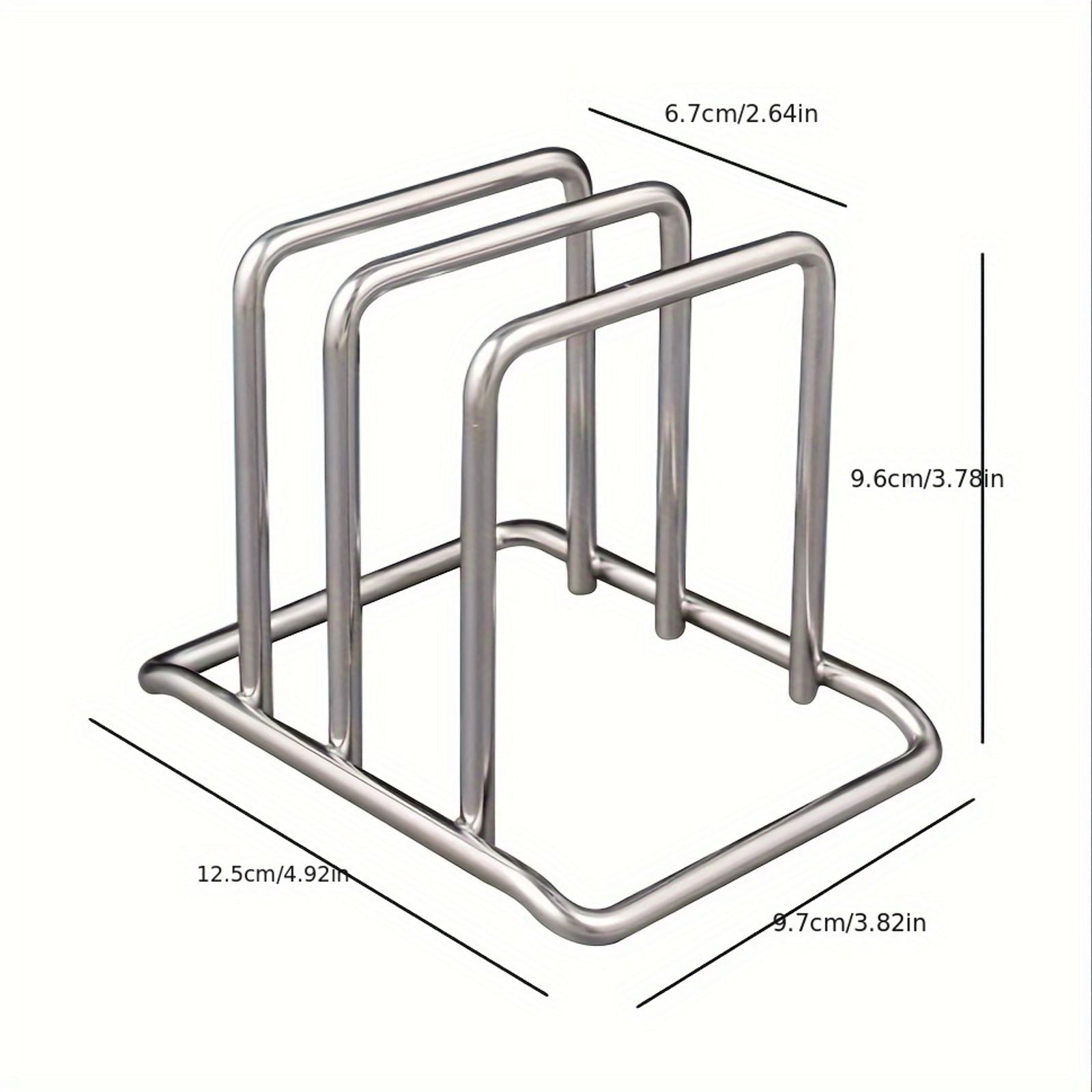 Space-Saving Stainless Steel Pot Lid and Cutting Board Organizer