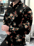2025 Fashion Flower Print Men's Long Sleeve Shirt