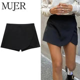2025 Black Asymmetric Skort for Women