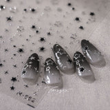 5D Luxury Star Nail Stickers - Black & Silver Nail Decals