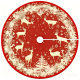 Christmas Tree Skirt in Red and Gold with Deer Design