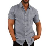 Men's Summer Cotton Linen Short Sleeve Shirts