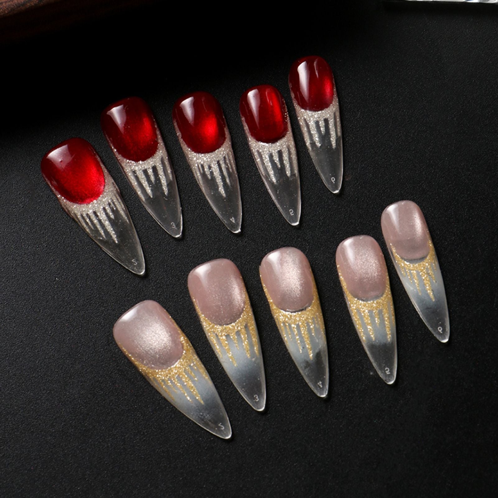 2pcs Reflective Glitter French Nail Art Stickers