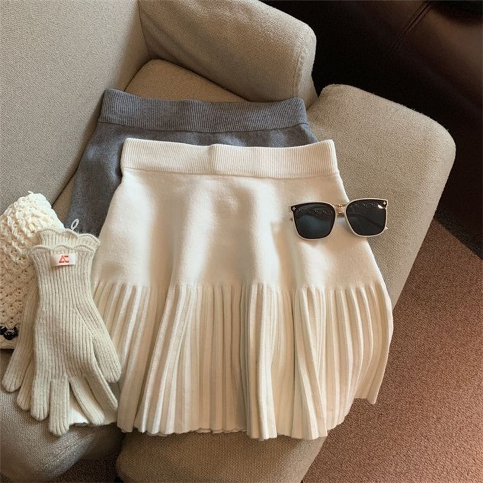 Korean Sweet Pleated Mini Skirt for Women