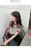 Women's Summer Stripe Knitted Round Collar T-Shirt
