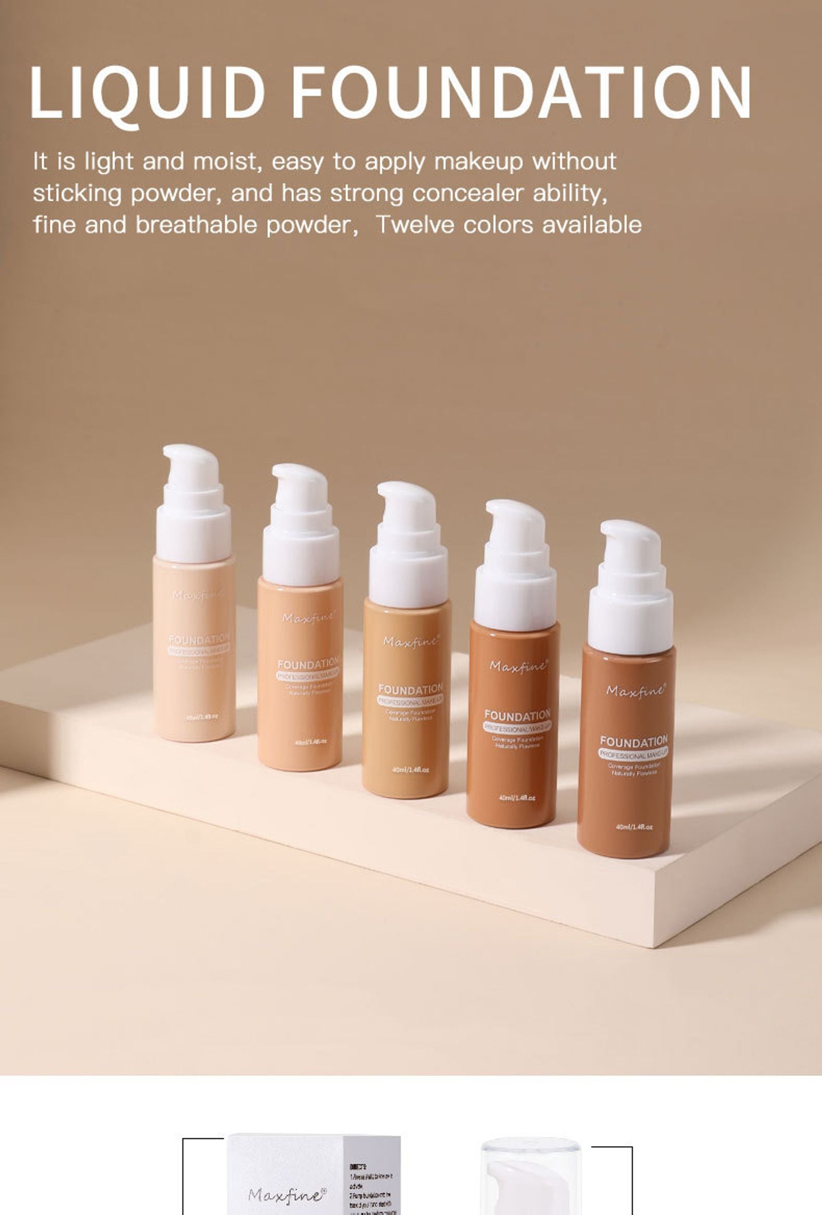 Waterproof Liquid Foundation Concealer - Professional Makeup