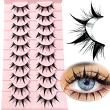 3D Cat Eye Faux Mink Lashes - 10 Pairs Natural & Fluffy