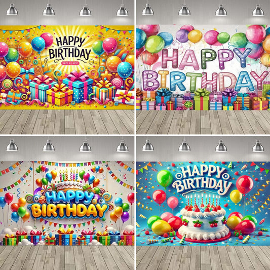 3D Happy Birthday Party Balloon Decoration Backdrop