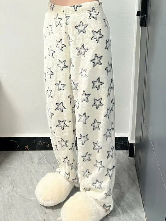 Girls' Thick Star Printed Flannel Sleeping Pants
