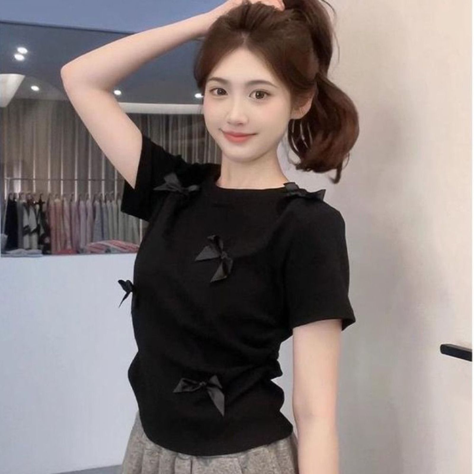 Elegant Ballet Bowknot T-Shirt for Women