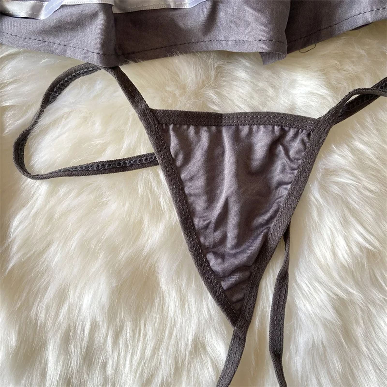 Gray Sexy Hollow Mesh Halter Mini Dress with Stockings