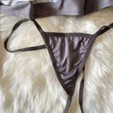 Gray Sexy Hollow Mesh Halter Mini Dress with Stockings