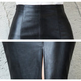 Women's PU Leather Midi Skirt with Slit