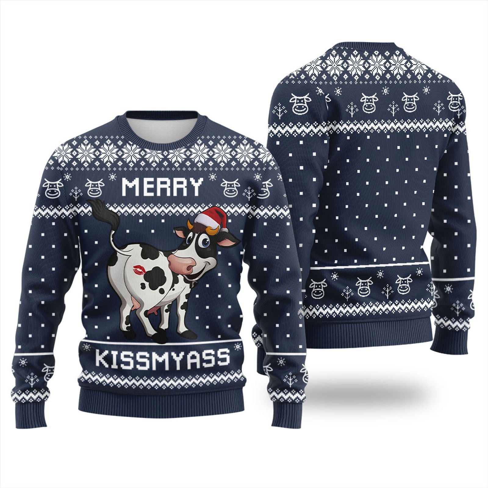 Funny Cow Santa Hat Christmas Ugly Hoodie for Women