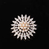Large Rhinestone Pearl Snowflake Brooch for Women