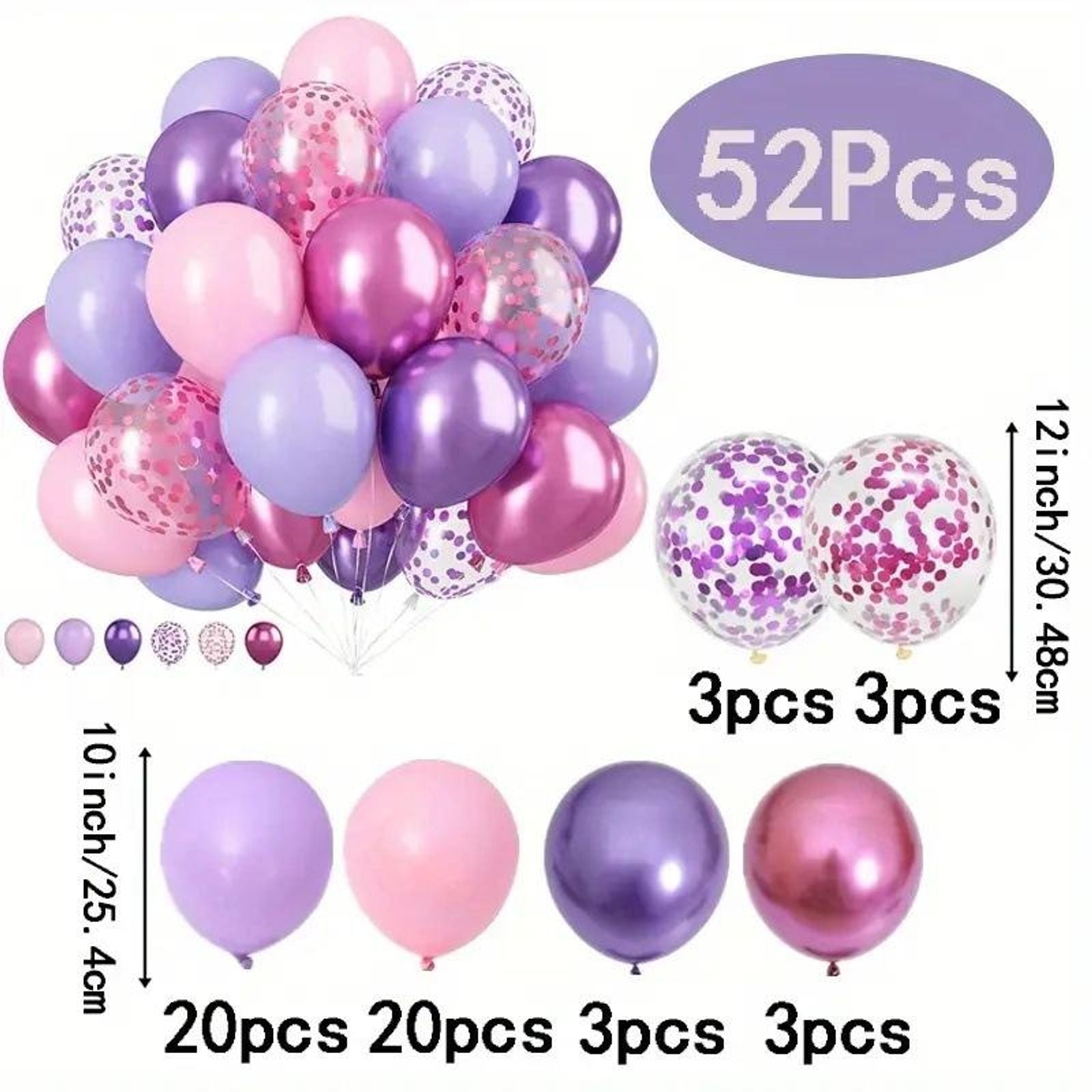 52PCS Macaron Pink and Purple Balloon Set for Parties
