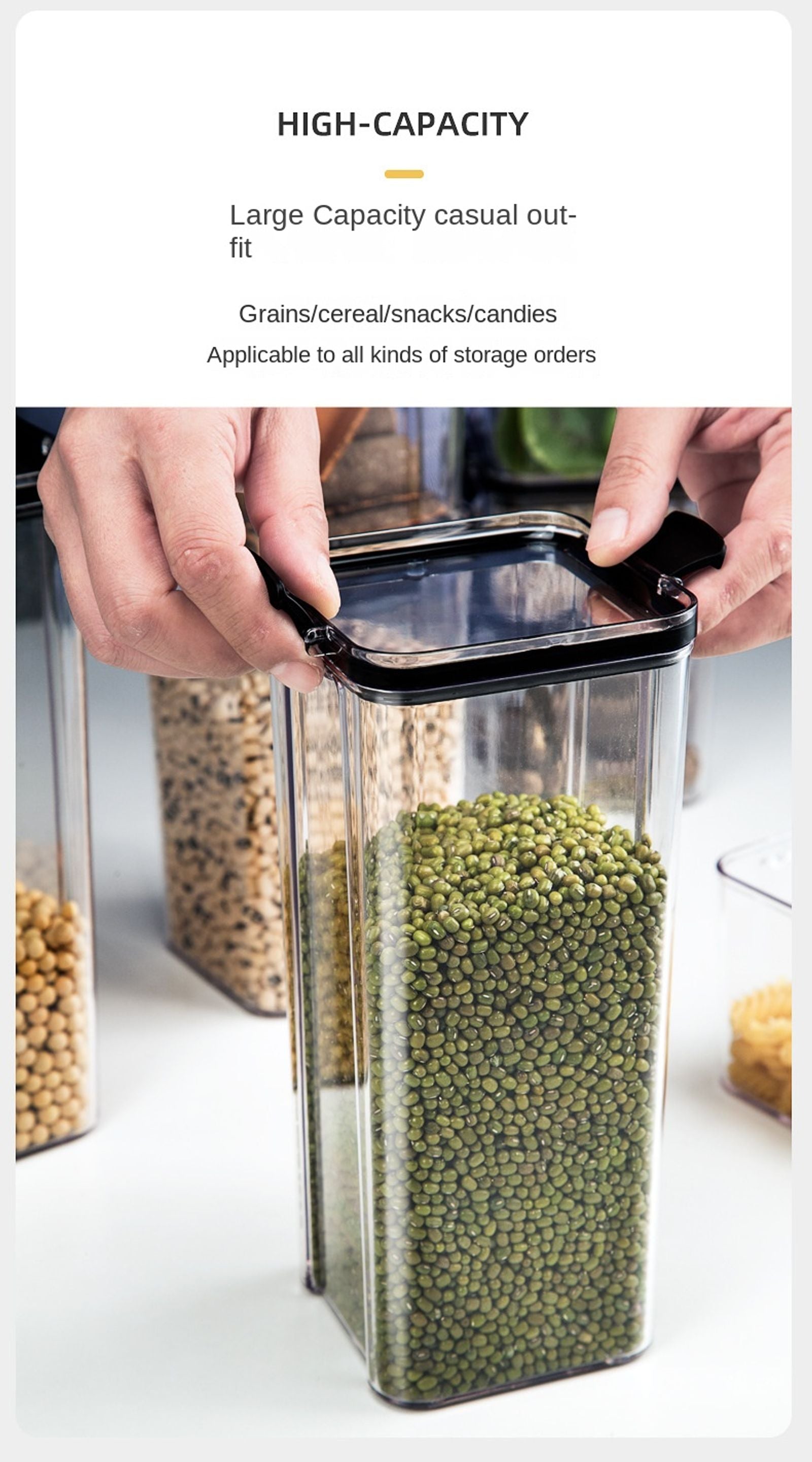 Large Plastic Sealed Jars for Grain and Seasoning Storage