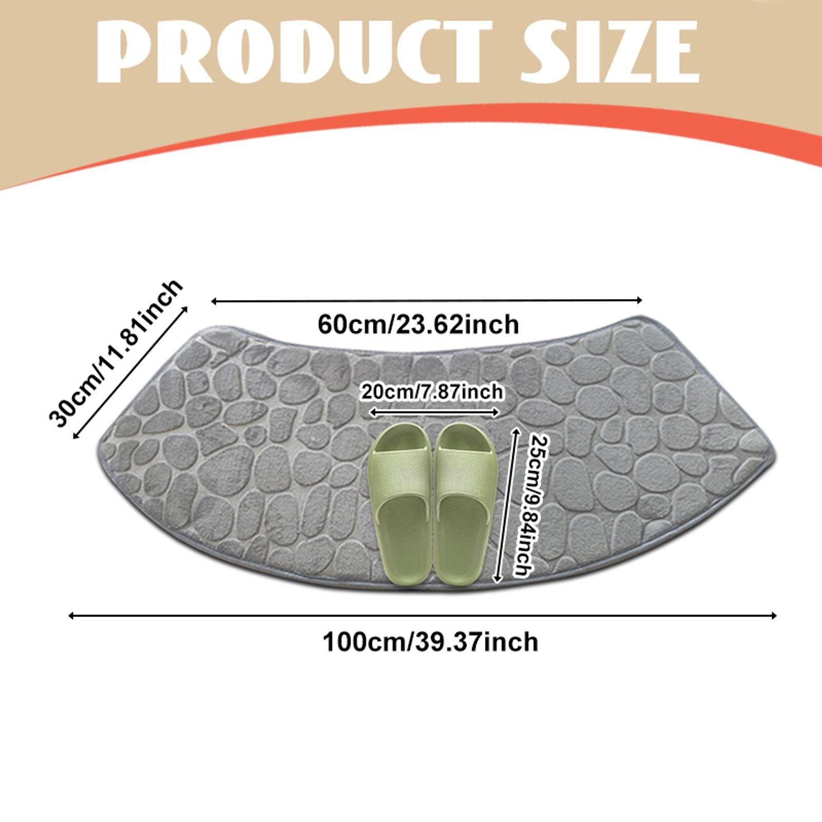 3D Non-Slip Velvet Cobblestone Bath Mat