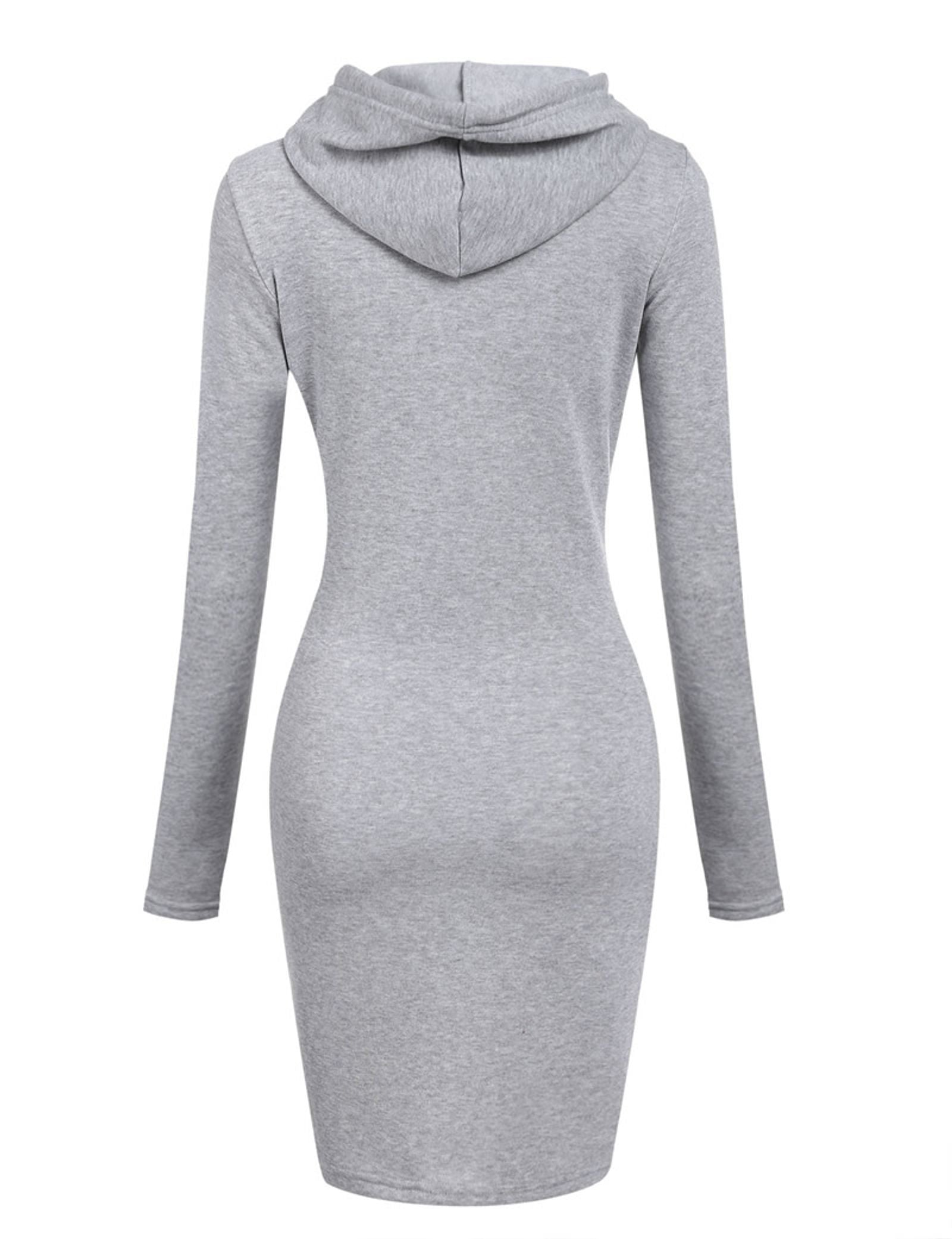 Ladies Autumn Hooded Dress Sweatshirt