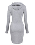 Ladies Autumn Hooded Dress Sweatshirt
