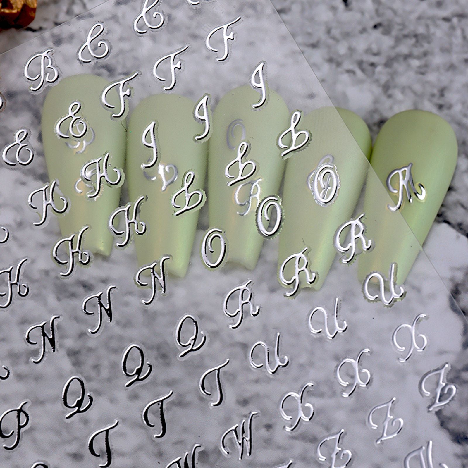 4pcs Alphabet Nail Stickers - Roman Letter Design