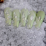 4pcs Alphabet Nail Stickers - Roman Letter Design