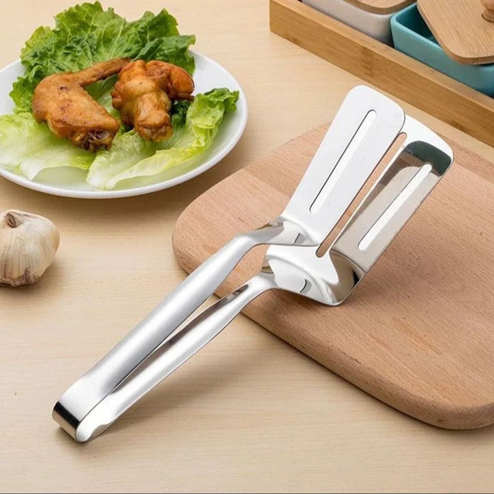 Stainless Steel Multifunctional BBQ Tongs and Frying Spatula