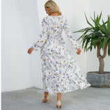 Women’s Bohemian Floral Maxi Dress with Full Sleeves