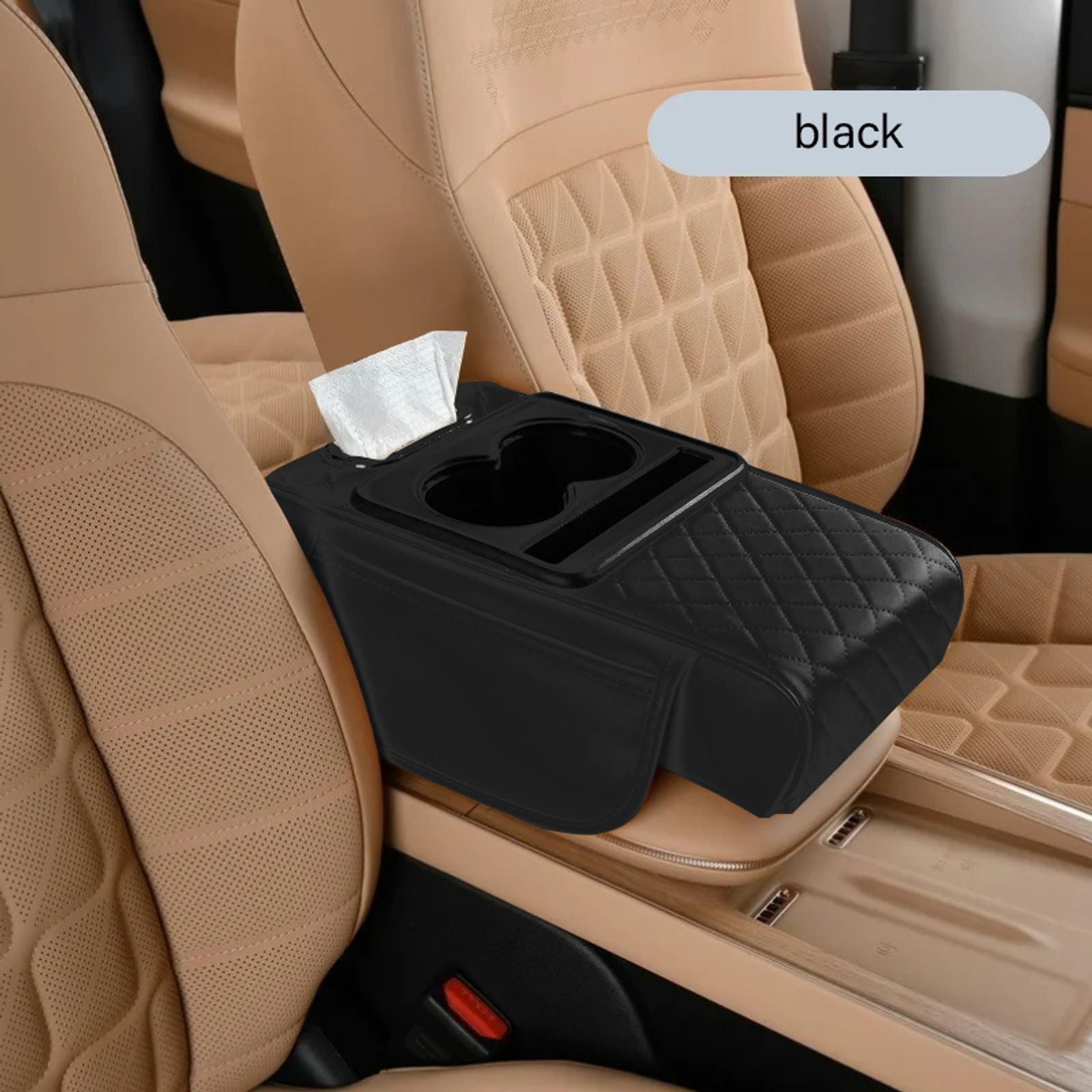 Auto Center Console Armrest Cushion with Cup Holders