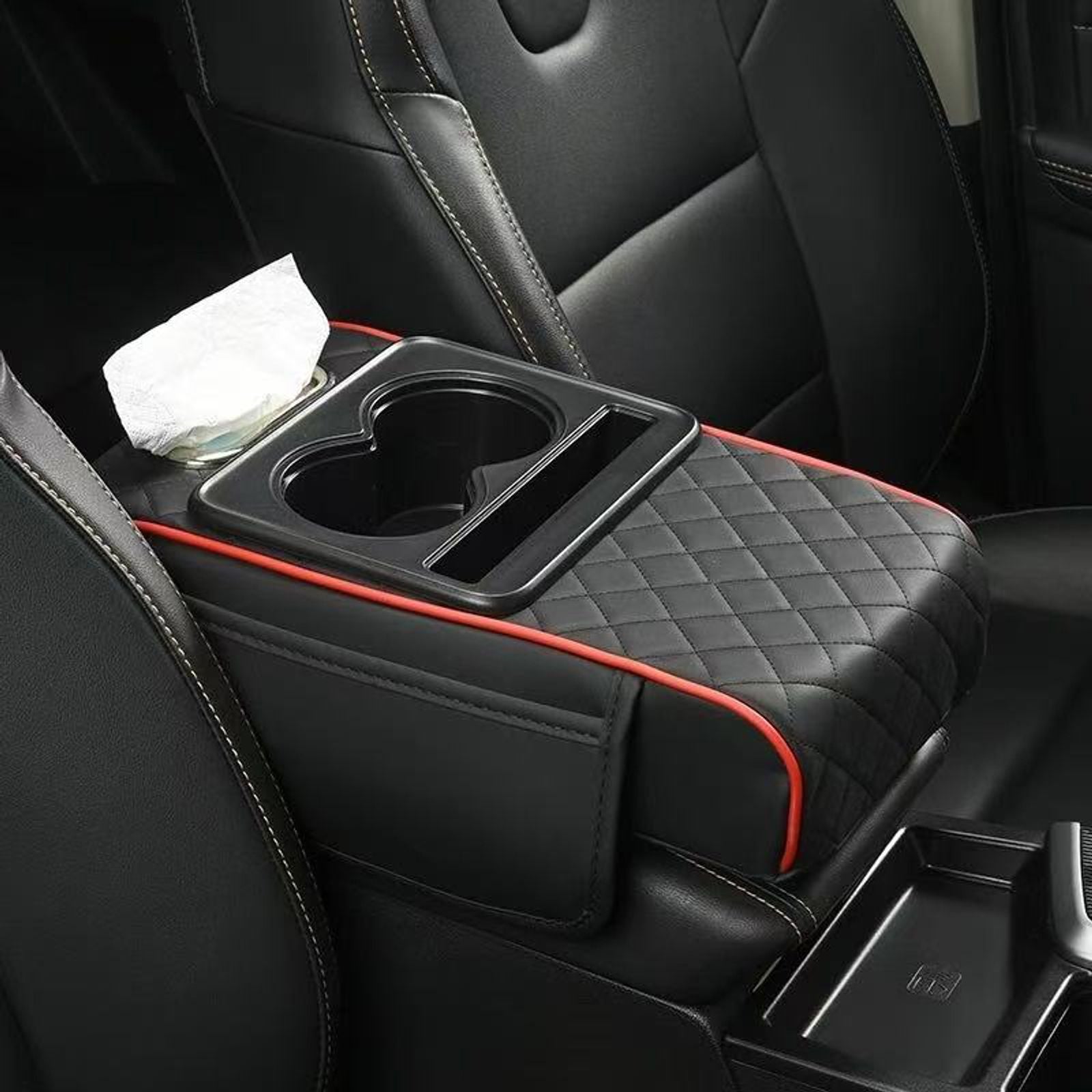 Auto Center Console Armrest Cushion with Cup Holders