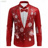2025 Men's Christmas Snowflake Formal Shirt with 3D Tie Design